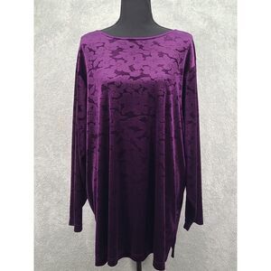 Bechamel Burnout Velvet Fuchsia Floral Blouse Womens‎ 2X Whimsigoth Fairygrunge